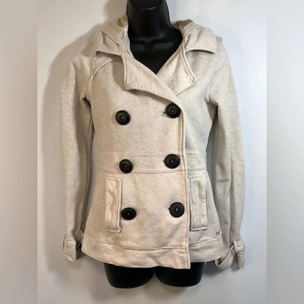 BillabongโWomenโsย DoubleโBreastedโCoat,โHoodedโinโCream,โSizeโSmall
